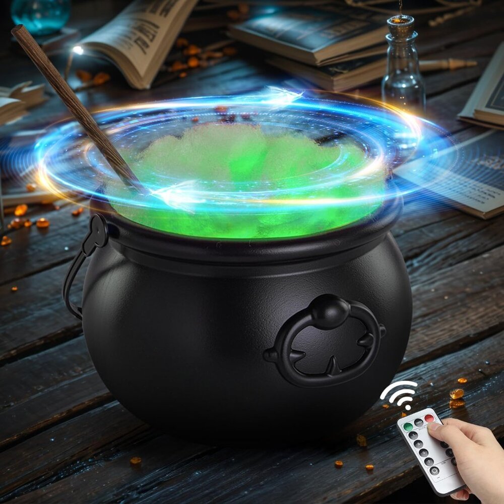 Halloween Decorations Indoor - Magic Auto Mixing Witches Cauldron  Black Plastic - Picture 9 of 9